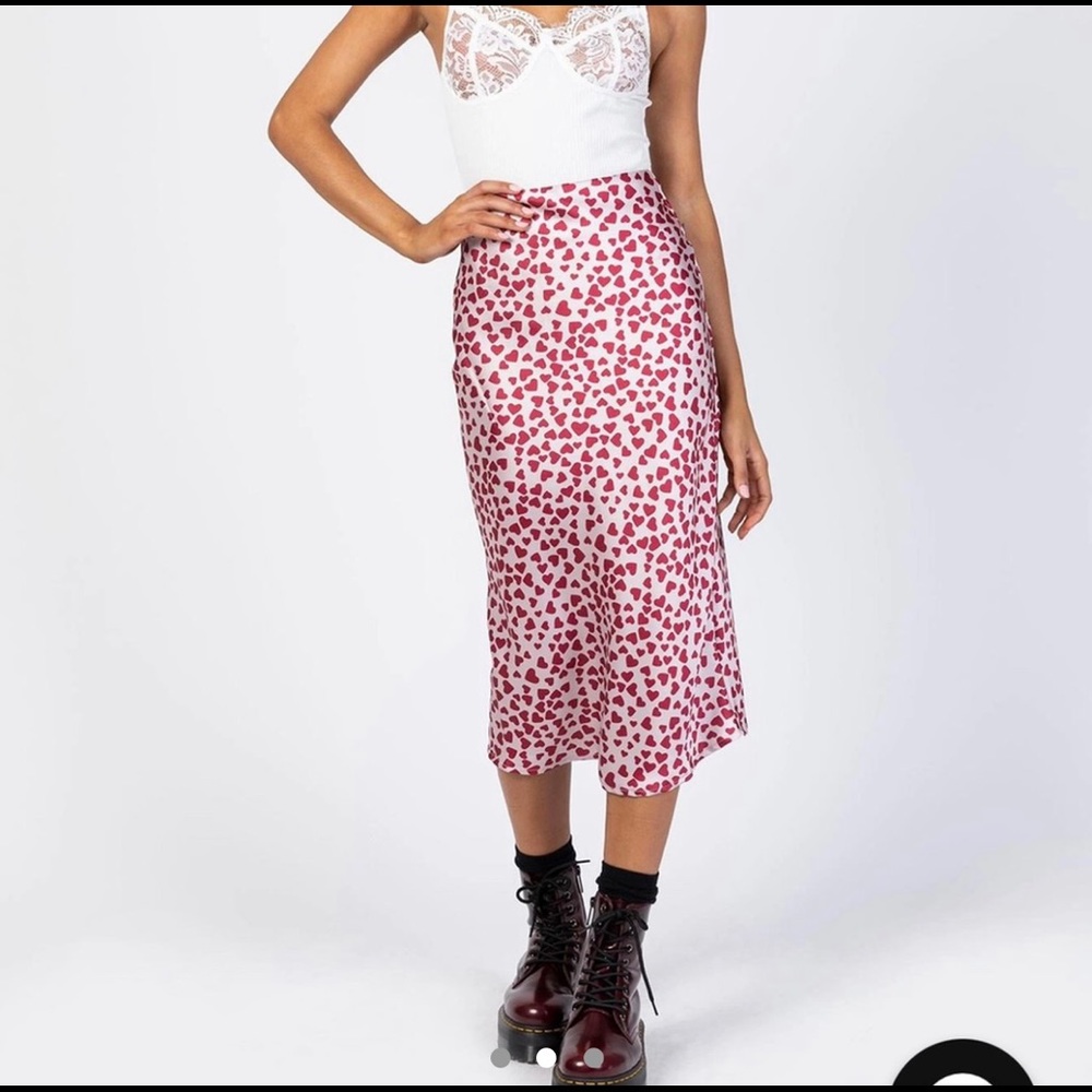 Princess Polly Red Heart Midi Skirt